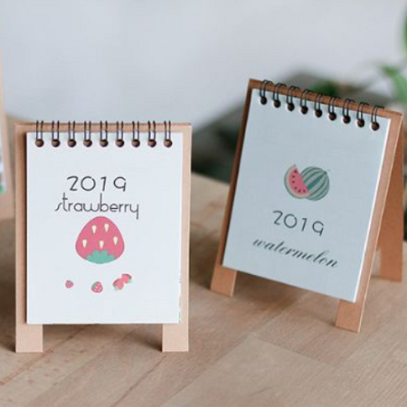 定制LOGO卡通2019臺(tái)歷韓國(guó)桌面式帶小本日歷 農(nóng)歷可愛diy年歷計(jì)劃本定制