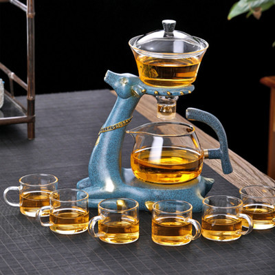 自動茶具套裝高硼硅玻璃懶人茶具磁吸式泡茶器功夫茶具