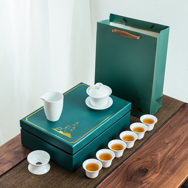 德化白瓷功夫茶具套裝整套家用陶瓷蓋碗茶杯商務活動禮品定制LOGO