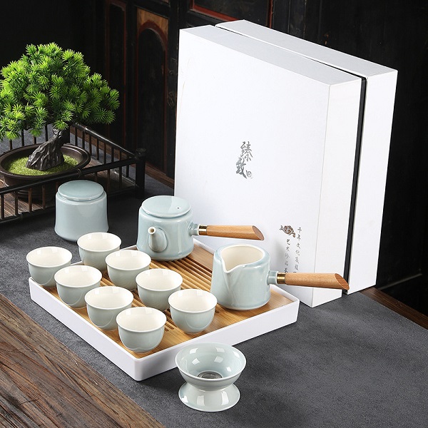 陶瓷霽藍茶具高檔功夫茶具套裝