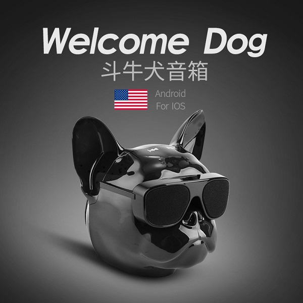 創(chuàng)意法斗犬藍(lán)牙音箱觸摸狗頭無(wú)線藍(lán)牙音響重低音戶外便攜