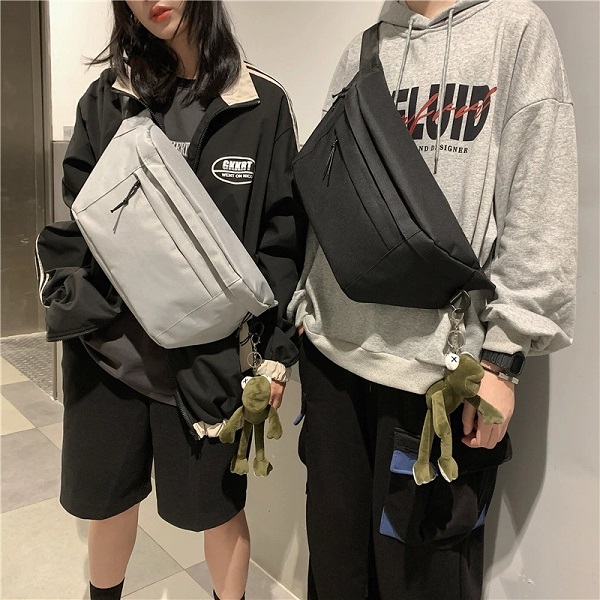 大容量機能胸包男胸前包簡約帆布百搭斜挎潮女挎包